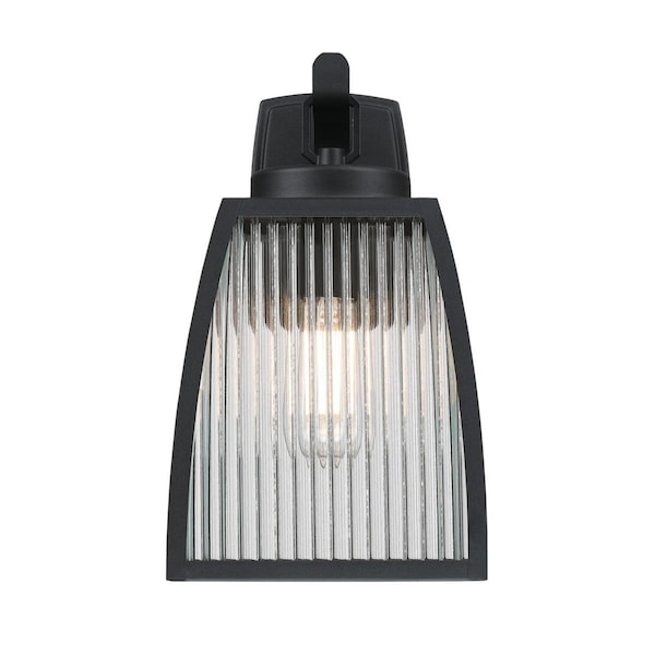 Westinghouse Fixture Wall Outdoor 60W Niko, Textured Black Clear Ribbed Glass 6122400 - main